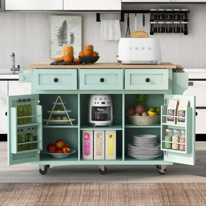 ZIVACATE Kitchen Island with Drawers 53 in Rolling Kitchen Island on Wheels with Storage