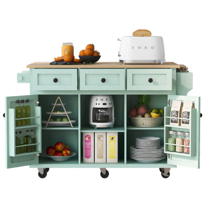 ZIVACATE Kitchen Island with Drawers 53 in Rolling Kitchen Island on Wheels with Storage