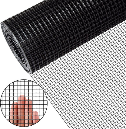 ZIVACATE 36" x 50' 1/4" Black Vinyl-Coated Hardware Cloth – PVC Galvanized Welded Mesh Roll for Garden Fencing, Chicken Coops, and Rabbit Cages