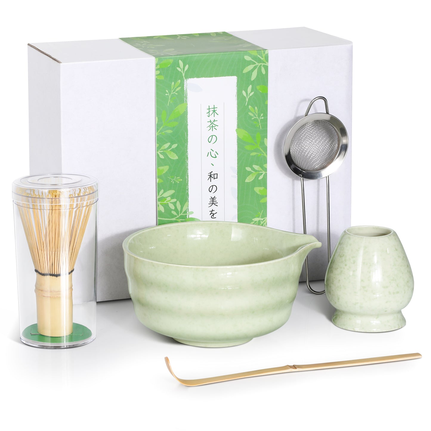 7 Pcs Matcha Whisk Set,Matcha Tea Kit Includes Matcha Bowl with Spout,Matcha Whisk and Holder,Bamboo Matcha Scoop,Stainless Steel Sifter,Scoop Stand and Tea Towel