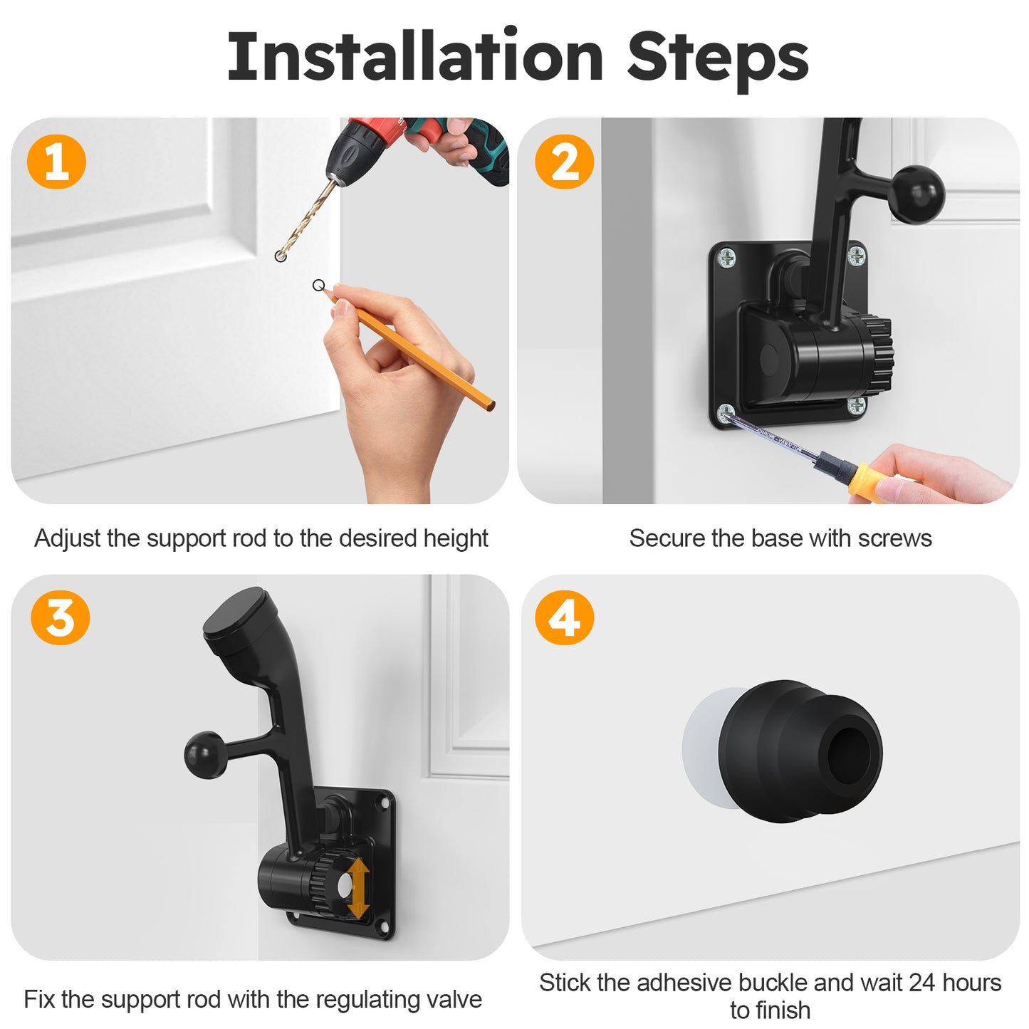 ZIVACATE 2-in-1 Door Stoppers for Bottom of Door – Wall & Floor Protector, No Drill Adhesive & Screws Mounting for Home Use