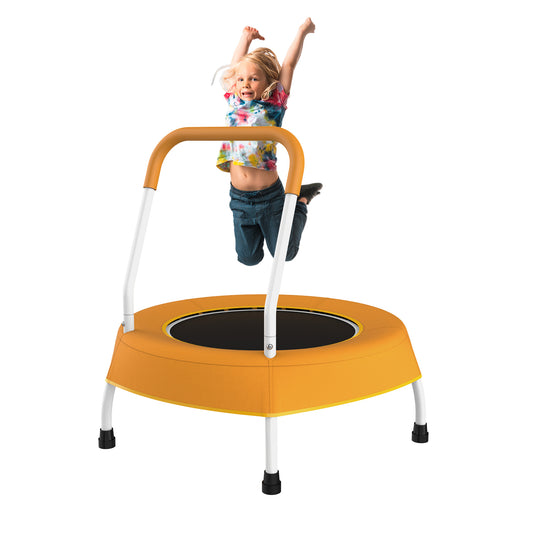 LIZEVINC 28'' Mini Kids Trampoline W/Full Covered Handrail & Pad,Sports Trampoline for Indoor and Outdoor Workout Use-Holds Up to 55 Lbs,Blue Forest