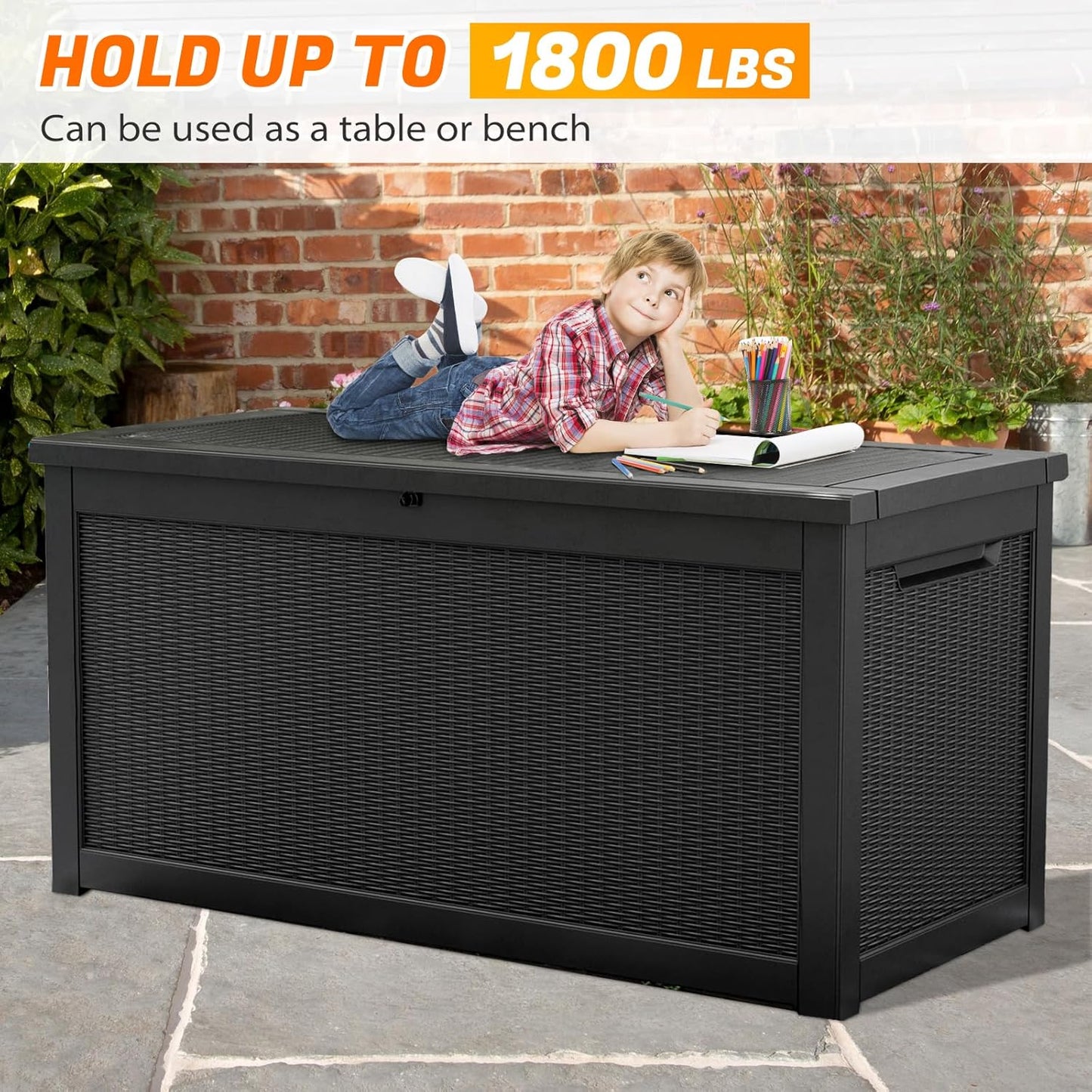 ZIVACATE 260 Gallon Large Resin Deck Box, Lockable Storage Solution for Indoor and Outdoor Use, Perfect for Patio Furniture