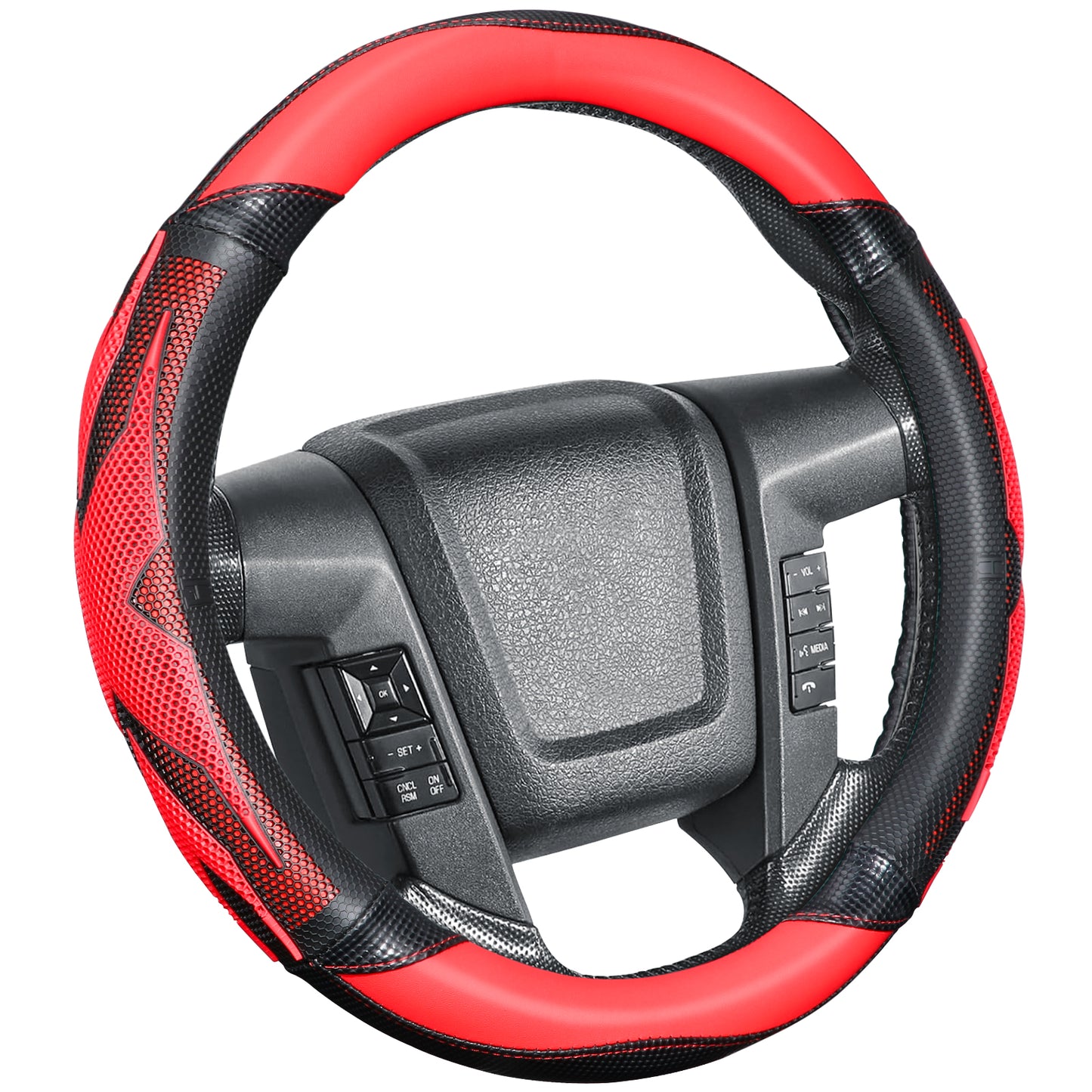 ZIVACATE Leather Car Steering Wheel Cover for Women, Universal Anti-Slip Car Accessories,Red