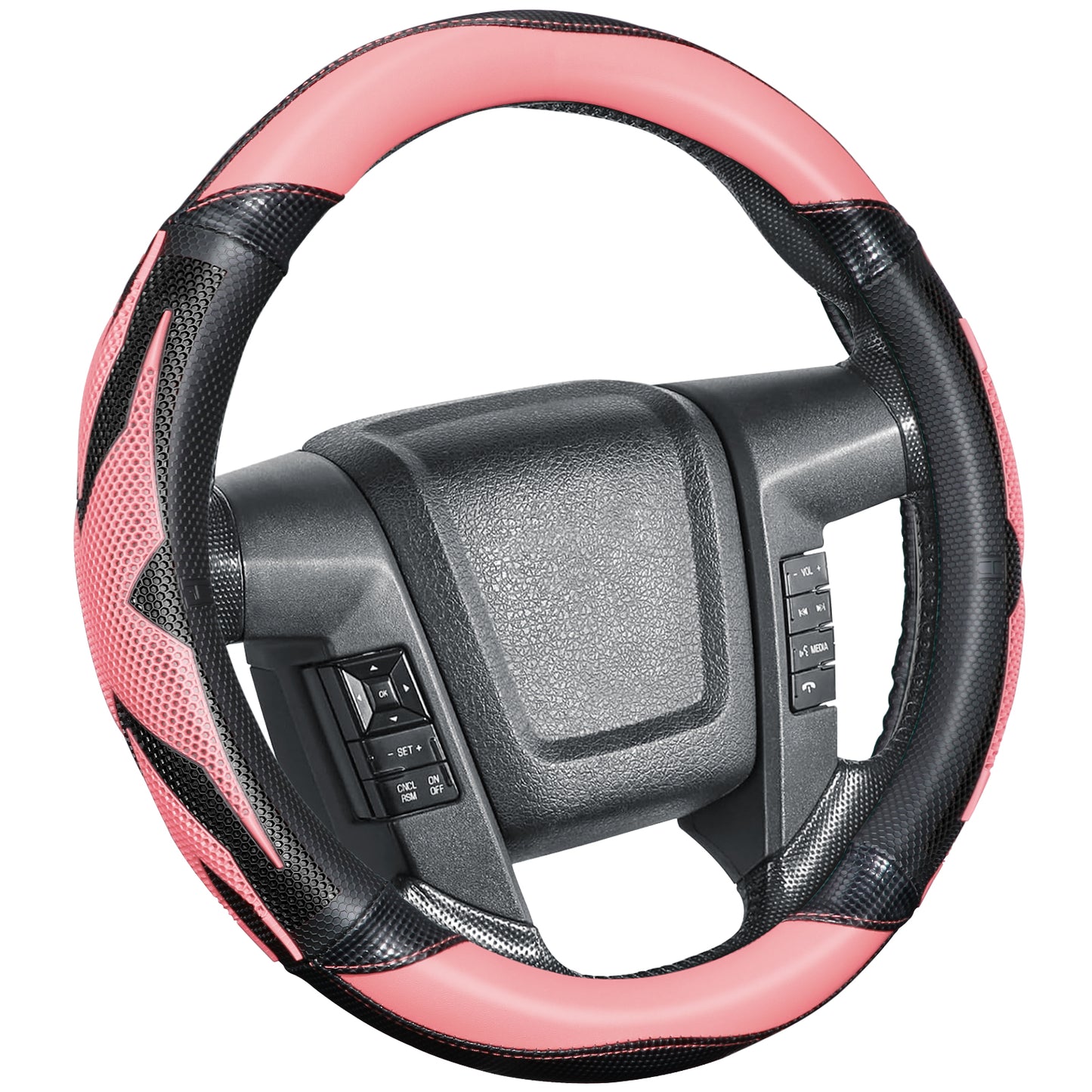 ZIVACATE Leather Car Steering Wheel Cover for Women, Universal Anti-Slip Car Accessories,Pink