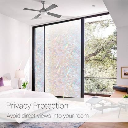 ZIVACATE 17.5"x86.6" Rainbow Window Privacy Film, Decorative Stained Glass Vinyl Cling, Non-Adhesive Window Covering