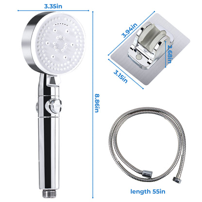 IVACATE Hand held Shower Head, High Pressure Shower Head with 8 Spray Settings,59" Stainless Steel Hose and Adjustable Shower Stand,Shower Head with One Button Switch, Drill-Free Design