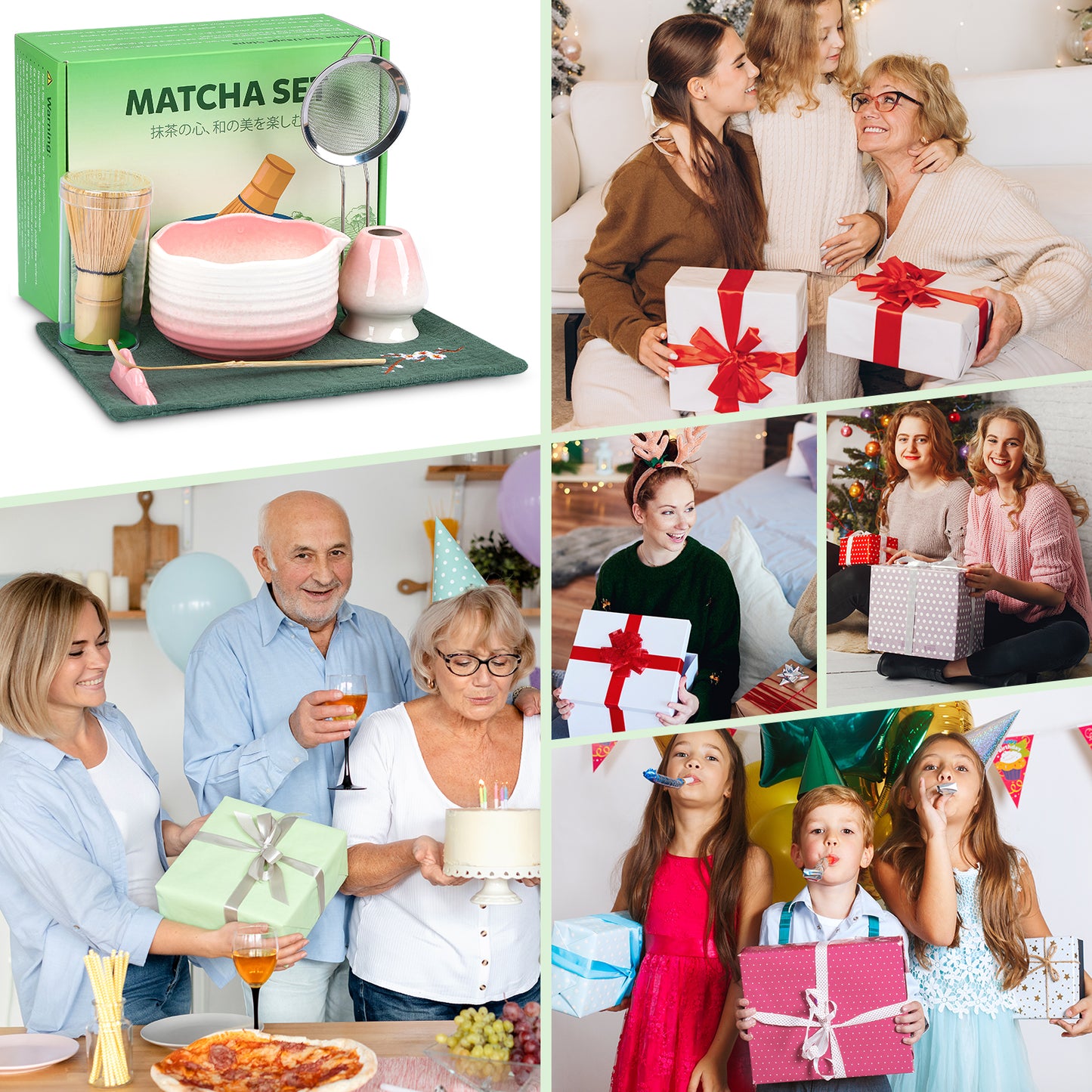 7 Pcs Matcha Whisk Set,Matcha Tea Kit Includes Matcha Bowl with Spout,Matcha Whisk and Holder,Bamboo Matcha Scoop,Stainless Steel Sifter,Scoop Stand and Tea Towel