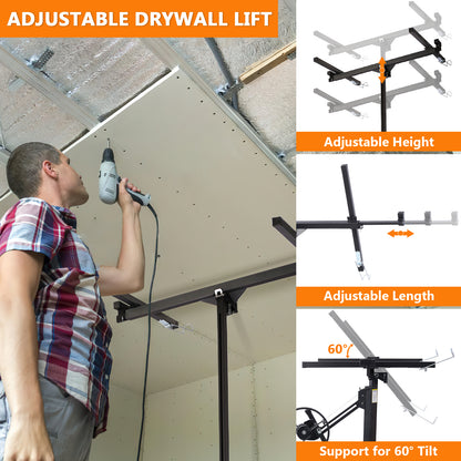 ZIVACATE  Drywall Lift 11ft Sheetrock Lift Drywall Hoist Drywall Lifter for Ceiling 360° Adjustable Foldable 150lbs For Home Improvement