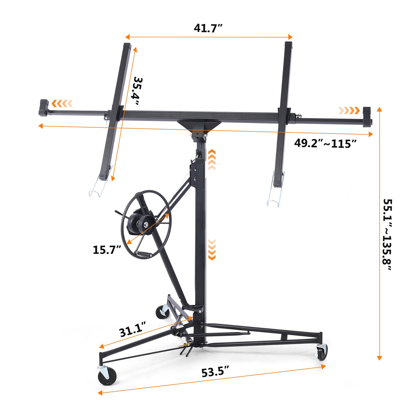 ZIVACATE  Drywall Lift 11ft Sheetrock Lift Drywall Hoist Drywall Lifter for Ceiling 360° Adjustable Foldable 150lbs For Home Improvement