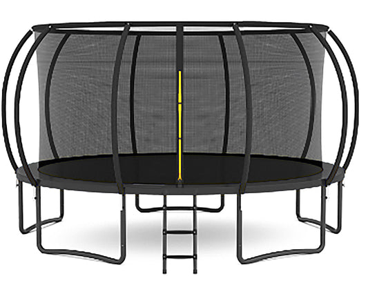 LIZEVINC 12FT Outdoor Big Trampoline With Inner Safety Enclosure Net, Ladder, PVC Spring Cover Padding, For Kids, Black&Blue Color