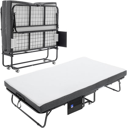 ZIVACATE Twin Size Portable Rollaway Bed with Mattress for Adults, 75" x 38" Folding Bed