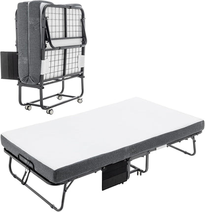 ZIVACATE Twin Size Portable Rollaway Bed with Mattress for Adults, 75" x 38" Folding Bed