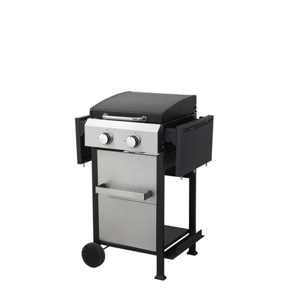 ZIVACATE 2 Burner Propane Gas Grill with Side Burner Stainless Steel and Enameled Cast Iron Grate, 24600BTU