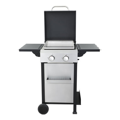 ZIVACATE 2 Burner Propane Gas Grill with Side Burner Stainless Steel and Enameled Cast Iron Grate, 24600BTU