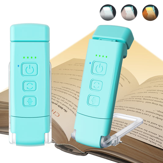 ZIVACATE Portable Clip-on Reading Light for Reading in Bed, 3 Amber Colors & 5 Brightness Dimmable,Perfect for Book Lovers and Kids,Blue